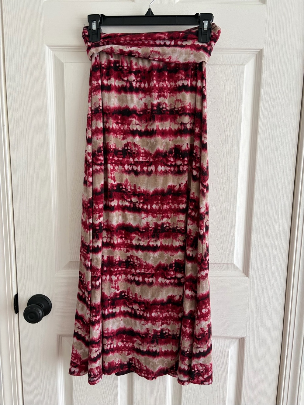 Joe B Burgundy and Cream Tie-Dye Maxi Skirt